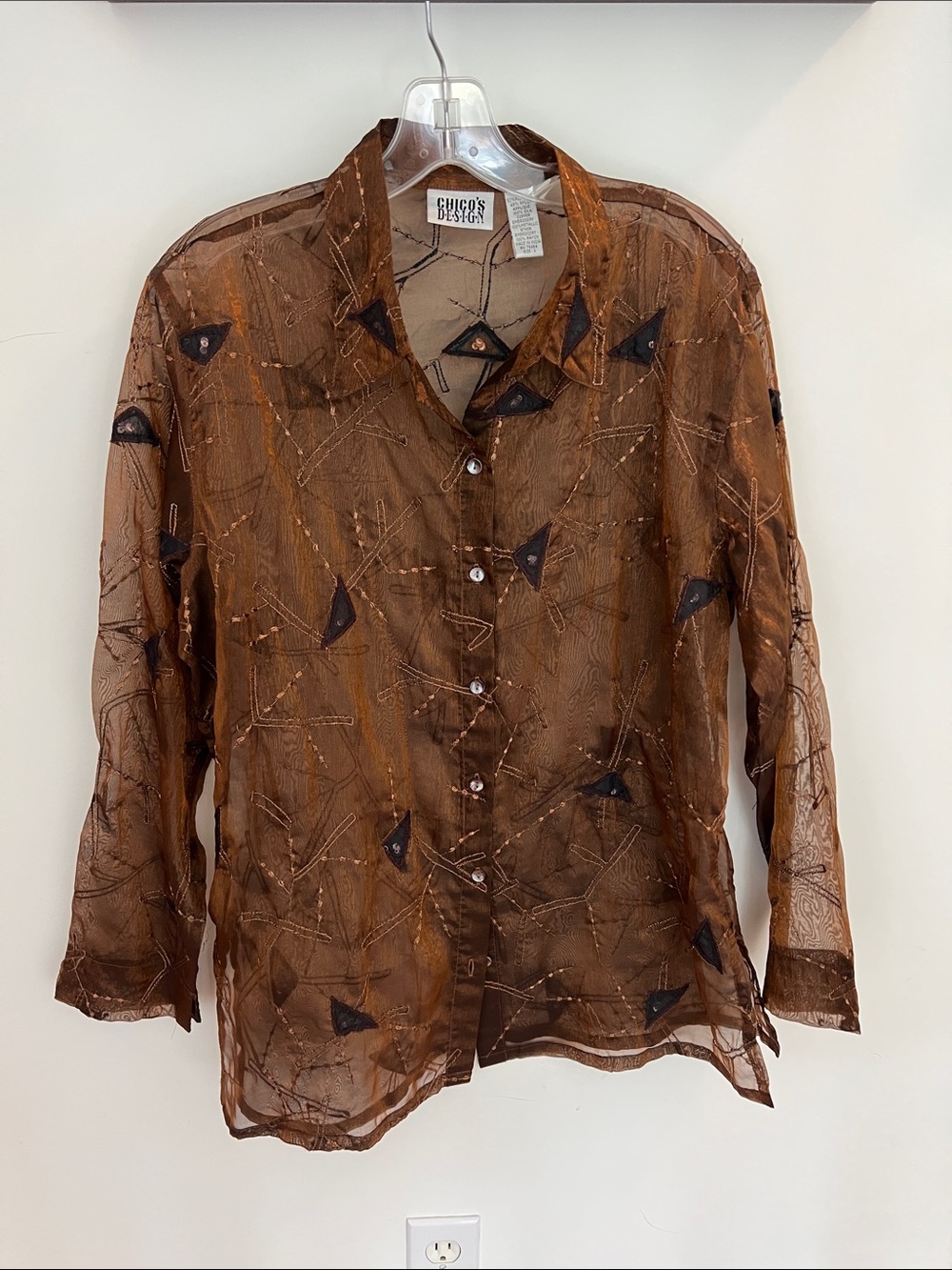 Chico’s Design Sheer Embroidered Top
